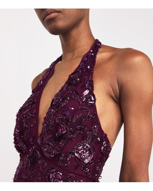 Zuhair Murad Purple V-Neck Embellished Gown