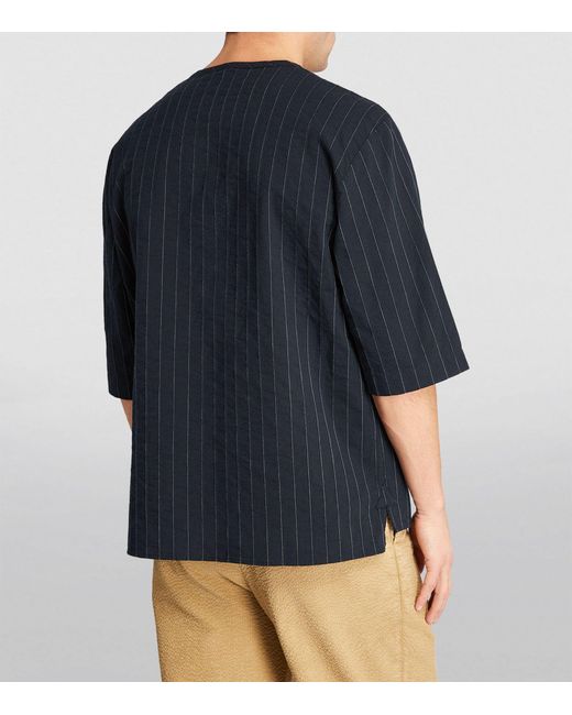 Barena Blue Linen-cotton Pinstripe T-shirt for men