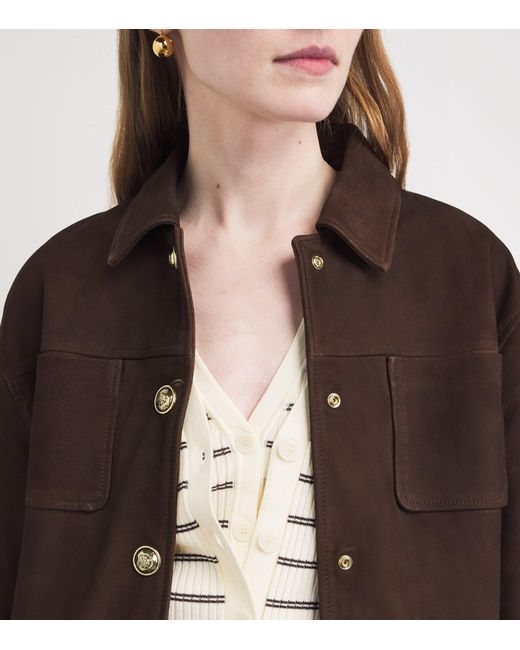 Sandro Brown Suede Pocket-Detail Jacket