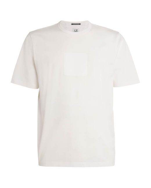 C P Company White Cotton Logo T-Shirt for men