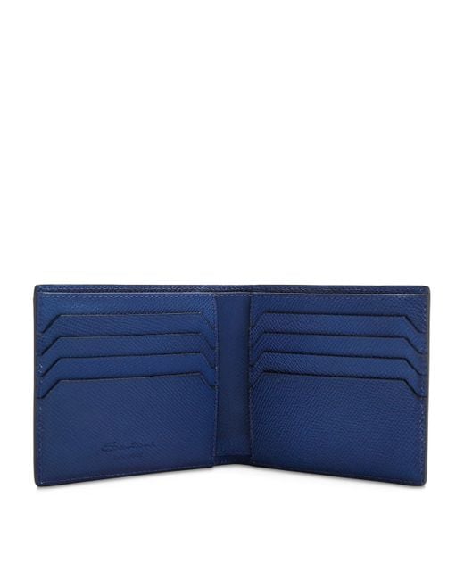 Santoni Blue Leather Ombré Bifold Wallet for men