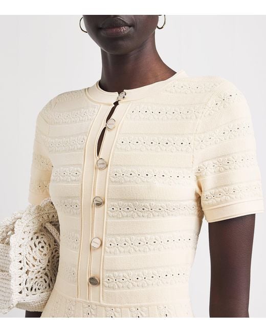 Sandro Natural Knitted Button-Up Mini Dress