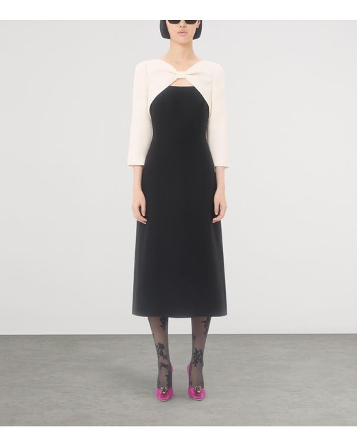 Valentino Black Wool-Silk Crepe Midi Dress