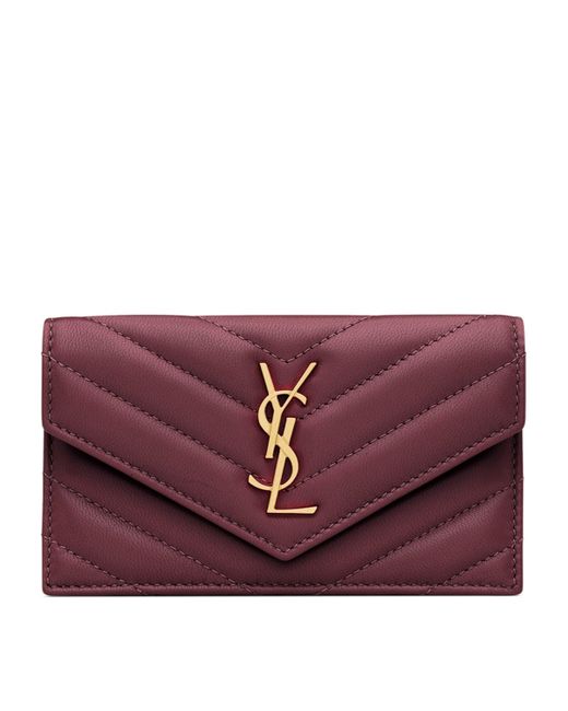 Saint Laurent Purple Lambskin Cassandre Fragments Flap Card Holder
