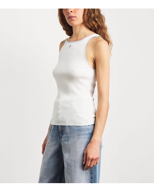 Sandro White Rib-Knit Slim Tank Top