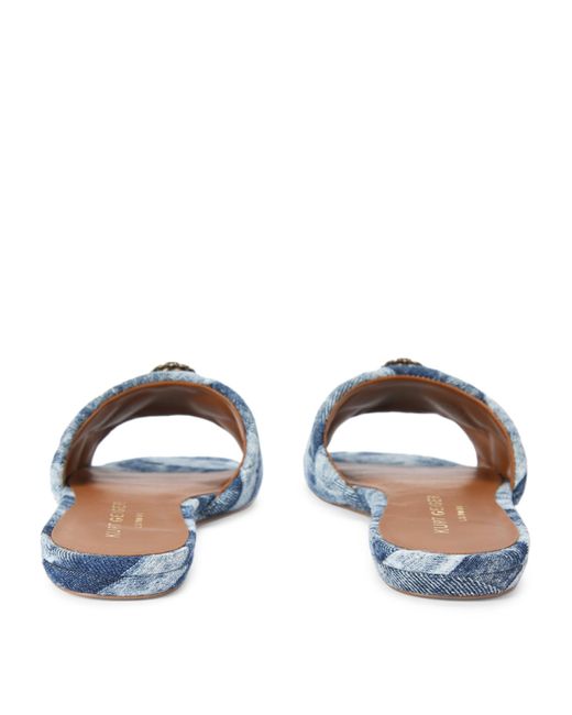 Kurt Geiger Blue Leather Kensington Slides