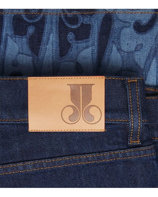 LaDoubleJ Blue Printed Cropped Flared Jeans