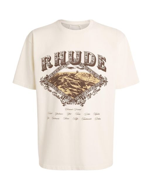 Rhude White Cotton Dakar Print T-Shirt for men