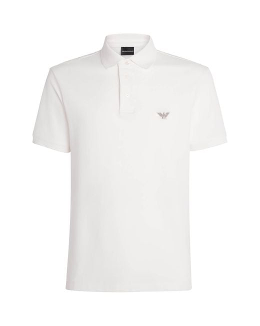 Emporio Armani White Cotton Polo Shirt for men