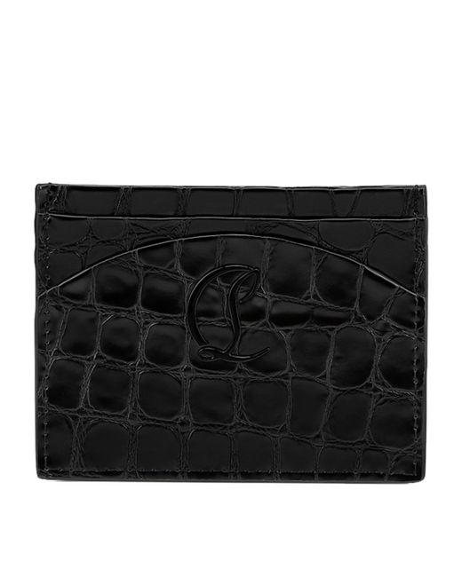 Christian Louboutin Black Loubi54 Croc-Embossed Card Holder