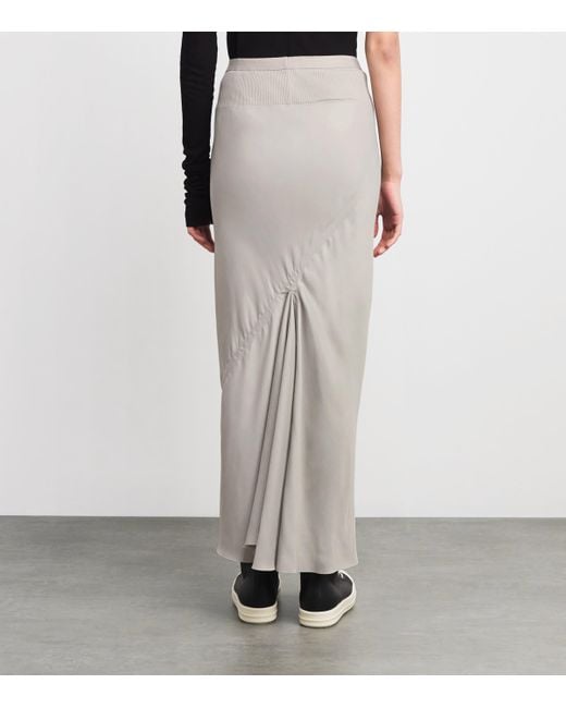 Rick Owens White Bias-Cut Maxi Skirt