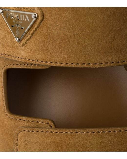 Prada Brown Suede Triangle Sandals for men