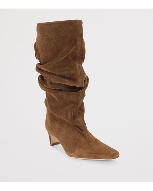 Staud Brown Suede Wally Slouch Heeled Boots 55