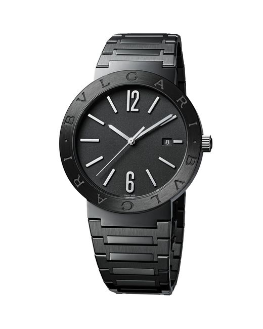 BVLGARI Black Carbon-coated Steel Watch 41mm for men