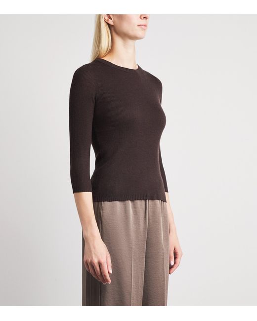 Vince Brown Cashmere-Silk Sweater