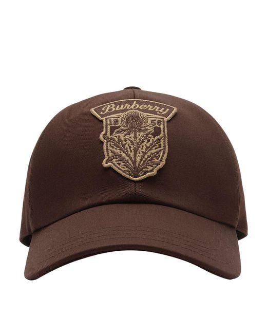 Burberry Brown Cotton Gabardine Thistle Shield Cap for men