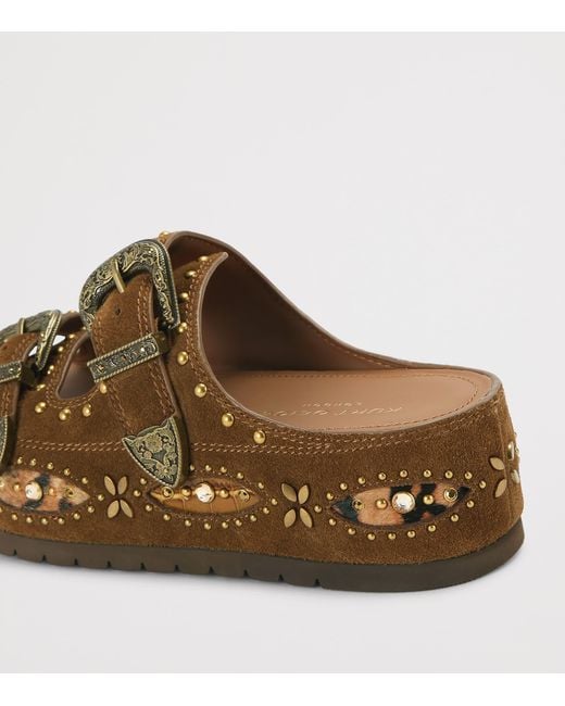 Kurt Geiger Brown Western Buckle Flatform Sandals