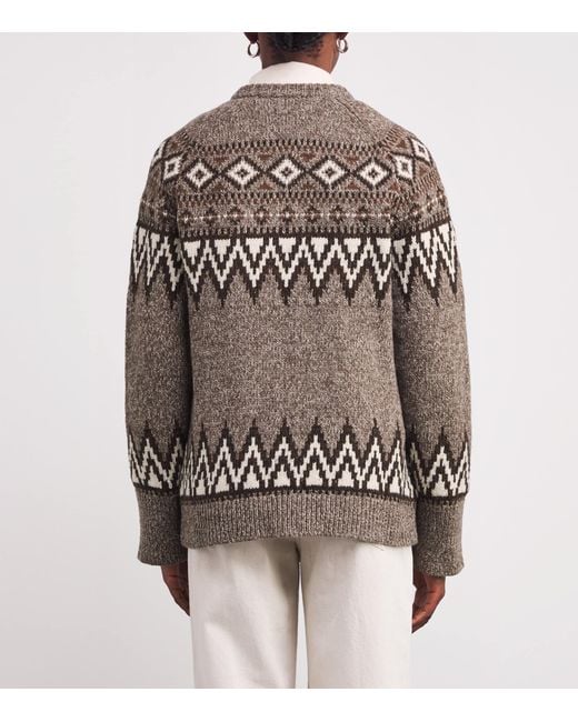 Polo Ralph Lauren Brown Wool-Blend Fair Isle Cardigan
