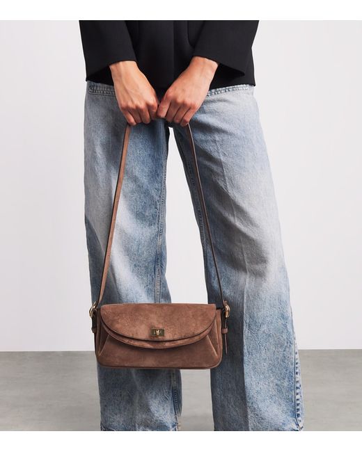 Sandro Brown Suede Le Mambo Shoulder Bag