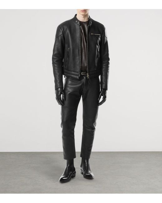 Tom Ford Black Leather Biker Jacket for men