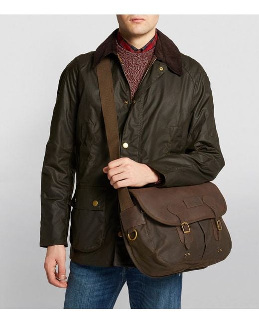 Barbour Brown Waxed Tarras Messenger Bag for men
