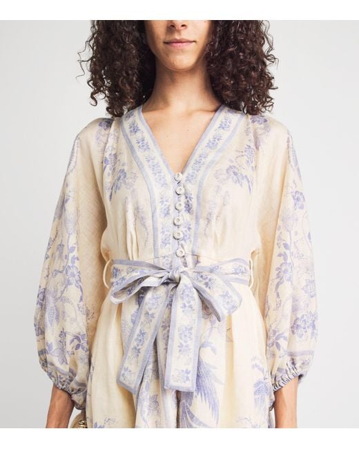 Zimmermann White Linen Indra Plunge Mini Dress