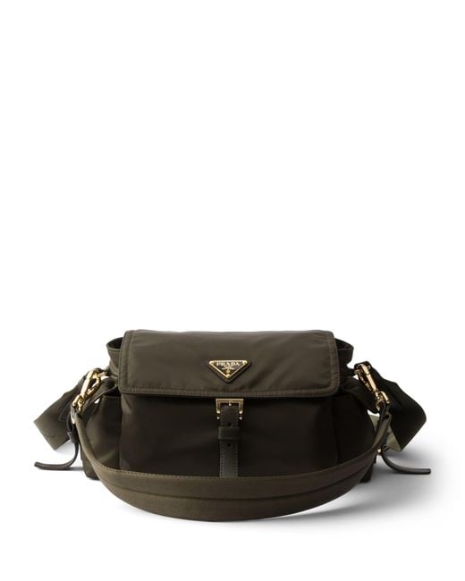 Prada Black Medium Re-Nylon And Leather Explore Shoulder Bag