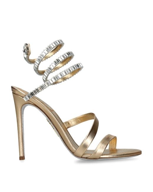 Rene Caovilla Metallic Leather Embellished Crystal Sandals 105