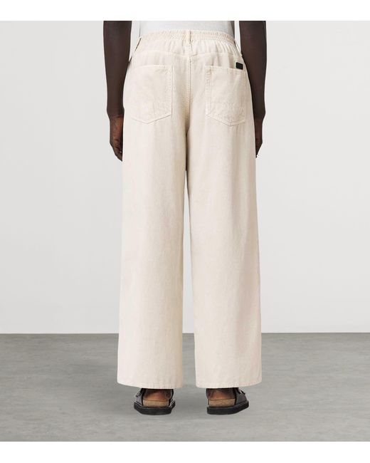 AllSaints White Corduroy Sabbath Wide-Leg Trousers for men