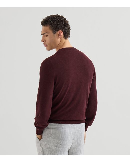 Brunello Cucinelli Purple Cashmere Crew-Neck Sweater for men
