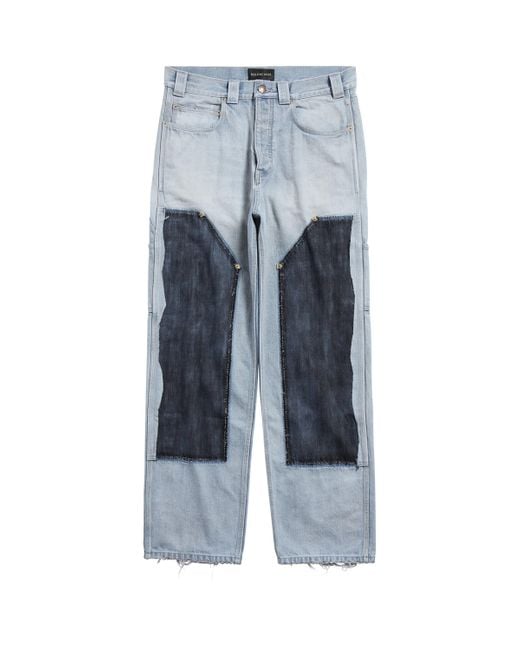 Balenciaga Blue Ripped-Off Wide-Leg Jeans