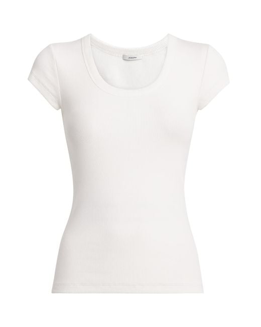 Joseph White Stretch-Cotton Ribbed Saba Top
