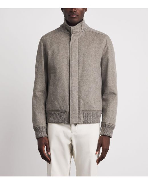 Paul & Shark Gray Cashmere Felt Bomber Jacket for men