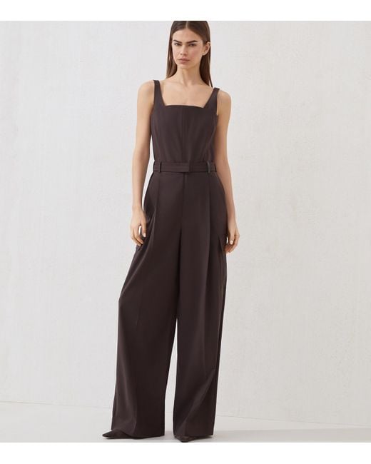 Brunello Cucinelli Purple Virgin Wool-Blend Belted Jumpsuit