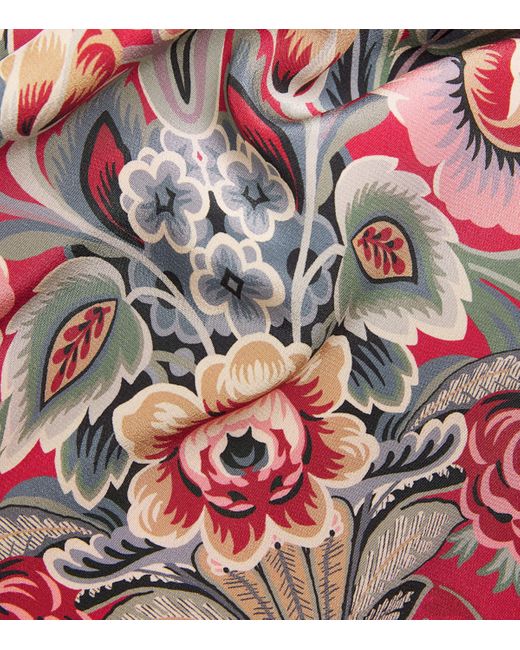 Etro Red Silk Floral Print Gown