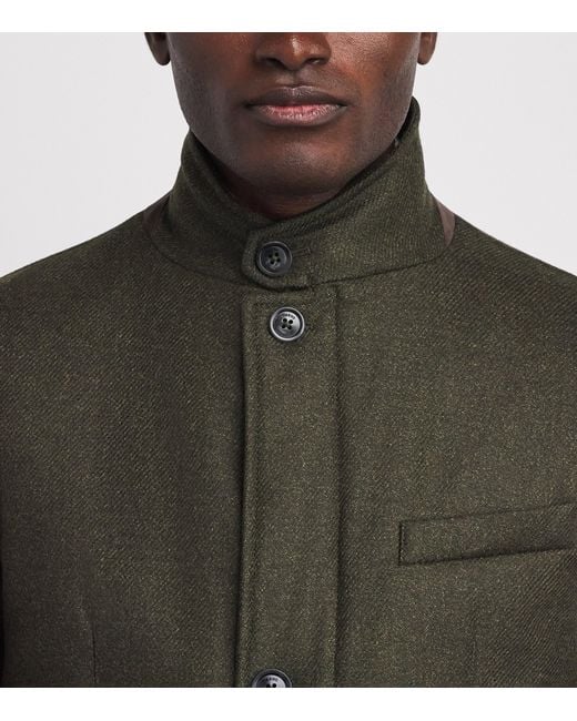 Herno Green Wool-Silk High-Neck Shacket for men