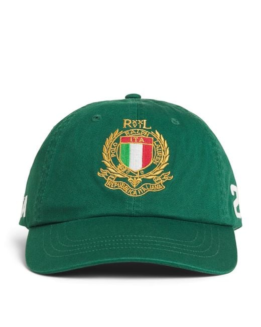 Polo Ralph Lauren Green Cotton Twill Italy Crest Baseball Cap for men