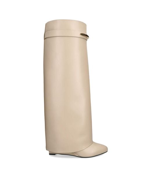 Givenchy White Leather Shark Knee-High Boots 95