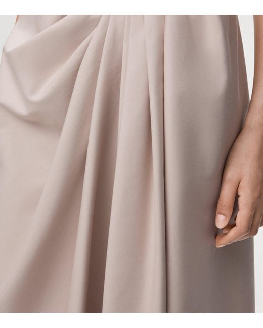 Loewe Pink Cotton-Silk Draped Midi Skirt