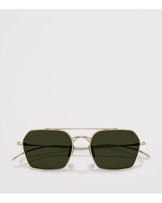 Oliver Peoples Green Titanium Tk-15 Square Sunglasses