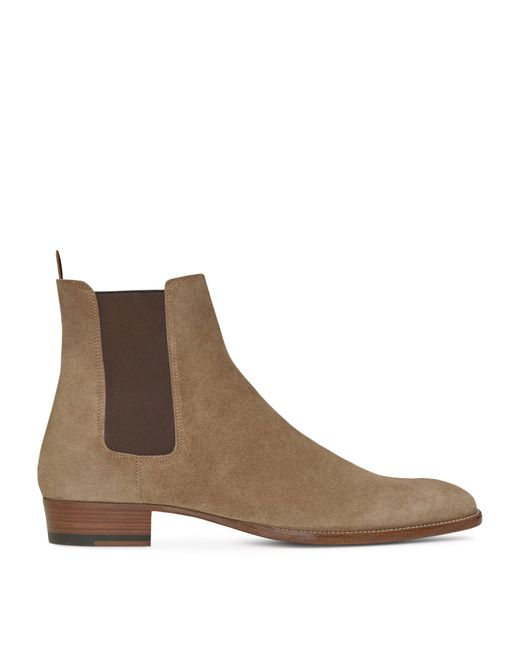 Saint Laurent Brown Suede Wyatt Chelsea Boots for men