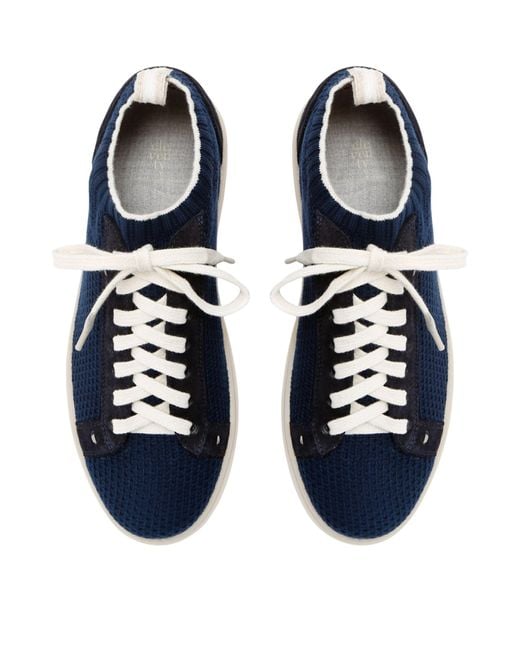 Eleventy Blue Knitted Tennis Sneakers for men