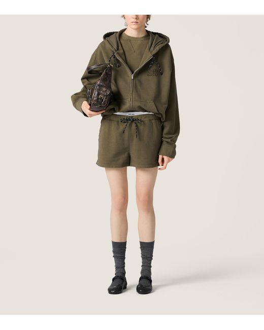 Miu Miu Green Cotton Oversized Hoodie