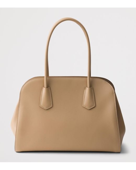 Prada Natural Medium Leather Top-Handle Bag