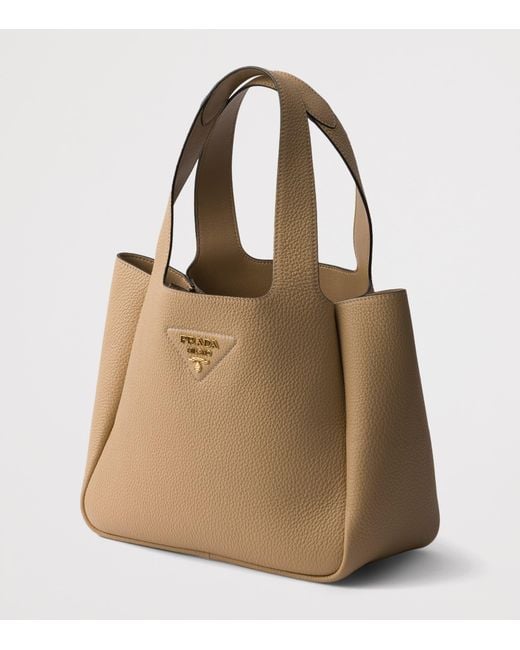 Prada Natural Small Leather Tote Bag