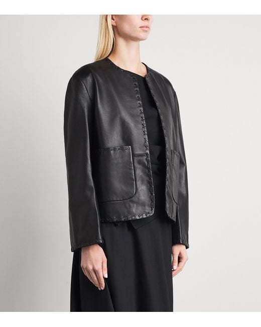 Rohe Black Cross-Stitch Leather Jacket