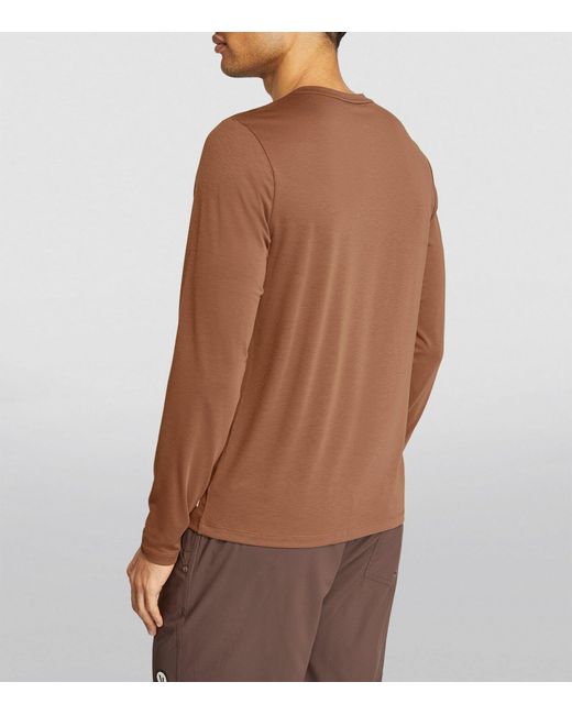 vuori Brown Current Tech Long-sleeve T-shirt for men