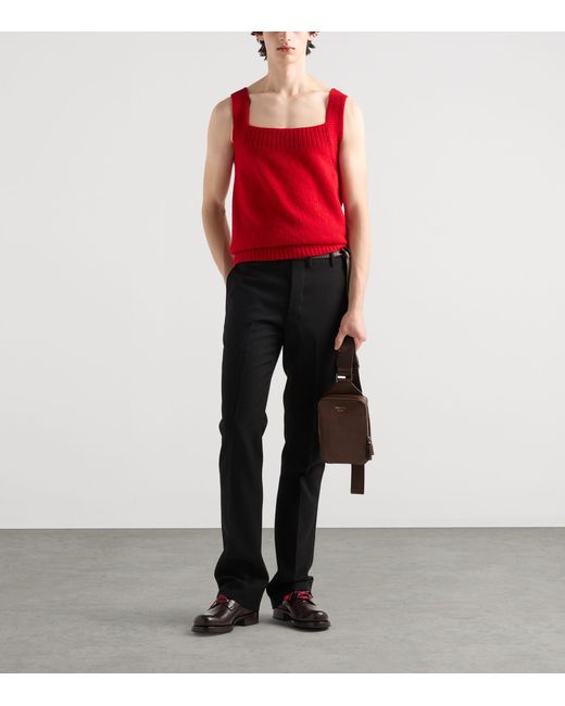 Prada Brown Leather Brique Cross-Body Bag for men