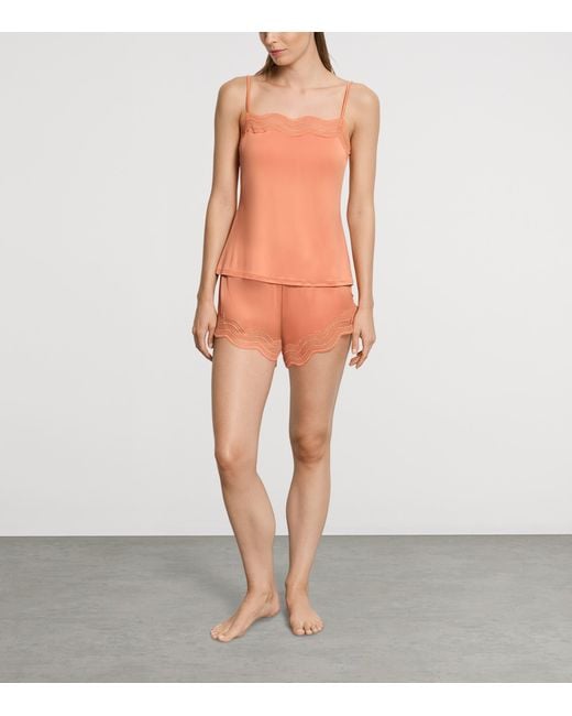 Hanro Pink Square-Neck Cira Pyjama Top