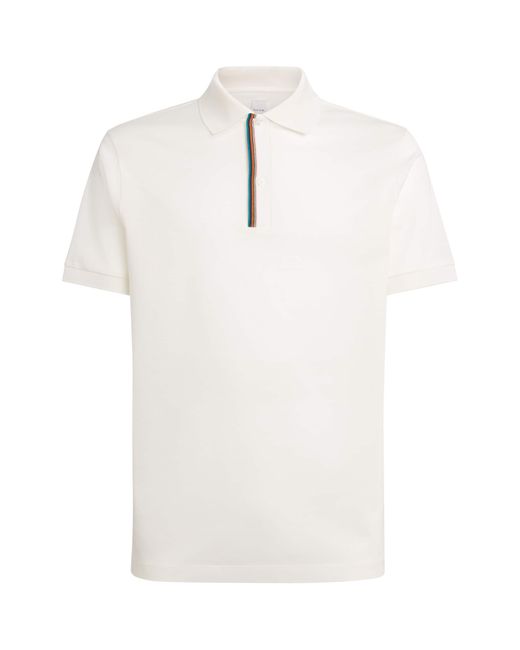 Paul Smith White Cotton Artist Stripe Polo Shirt for men
